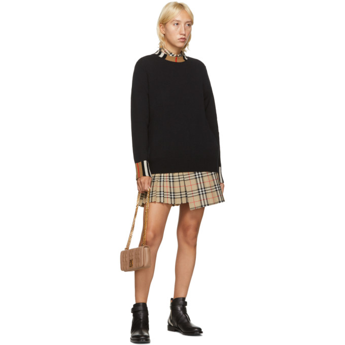 BURBERRY BURBERRY BLACK CASHMERE ICON STRIPE SWEATER