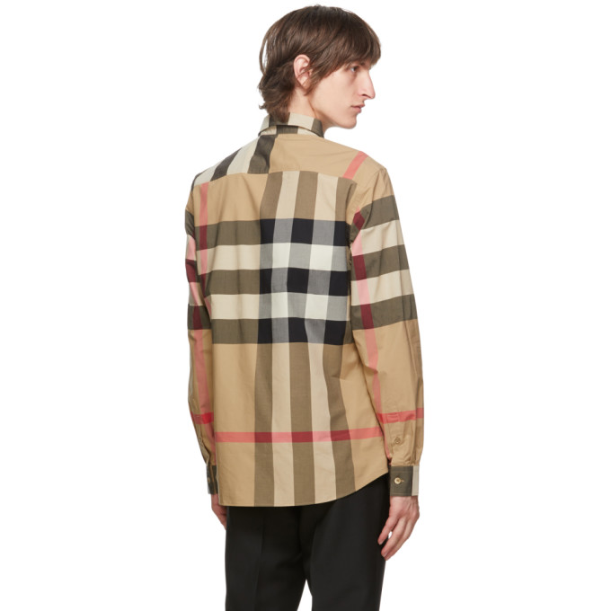 BURBERRY BURBERRY BEIGE CHECK SOMERTON SHIRT
