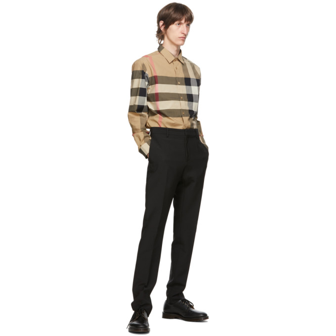 BURBERRY BURBERRY BEIGE CHECK SOMERTON SHIRT