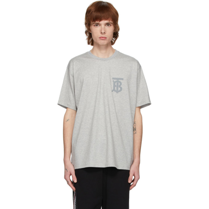BURBERRY BURBERRY GREY EMERSON MONOGRAM T-SHIRT