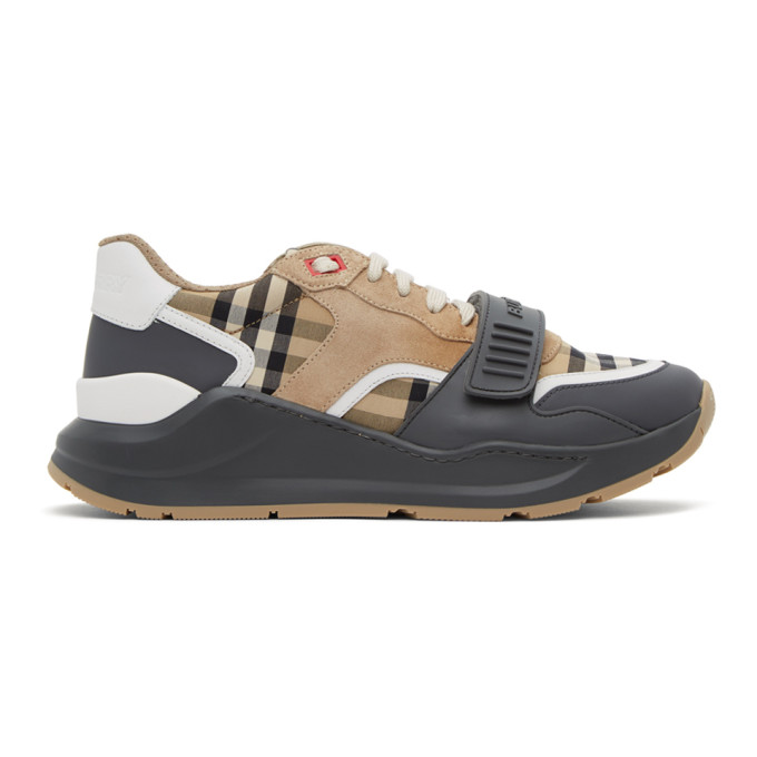 Click to view more detailed imagery on our partner's website Burberry Ramsey M Vintage Check Low-top Sneakers In Grey/ Archive Beige