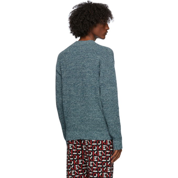 KENZO KENZO BLUE MOULINE K LOGO SWEATER