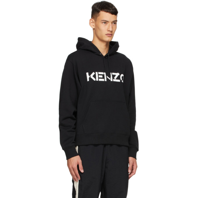 KENZO KENZO BLACK LOGO CLASSIC HOODIE
