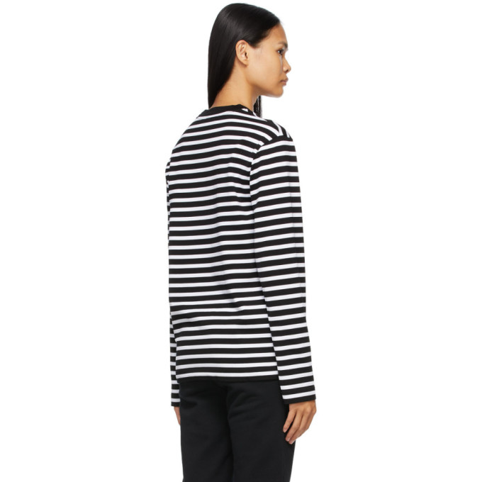 MAISON KITSUNÉ MAISON KITSUNE BLACK AND WHITE MARIN FOX PATCH LONG SLEEVE T-SHIRT