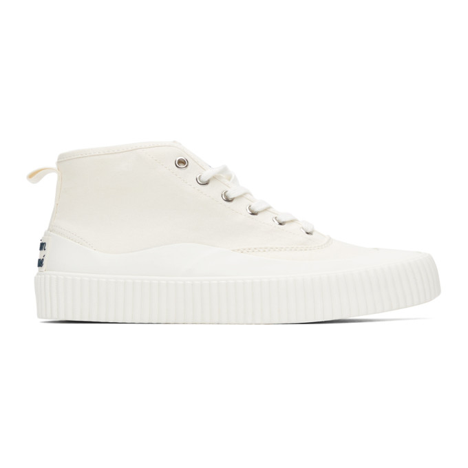 MAISON KITSUNÉ OFF-WHITE NEW SOLE HIGH-TOP SNEAKERS