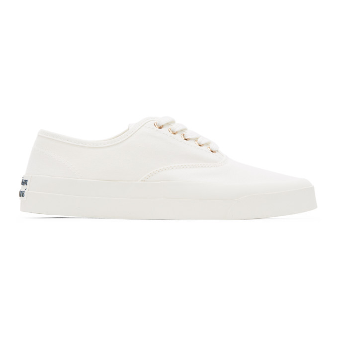 MAISON KITSUNÉ MAISON KITSUNE WHITE CANVAS LACED SNEAKERS