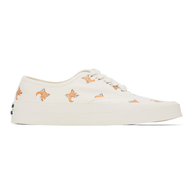 Click to view more detailed imagery on our partner's website Maison Kitsuné Maison Kitsune White Allover Fox Head Sneakers