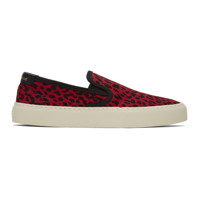 forklare demonstration Natura Saint Laurent Red & Black Leopard Slip-on Venice Sneakers In 5419 Pourpr |  ModeSens