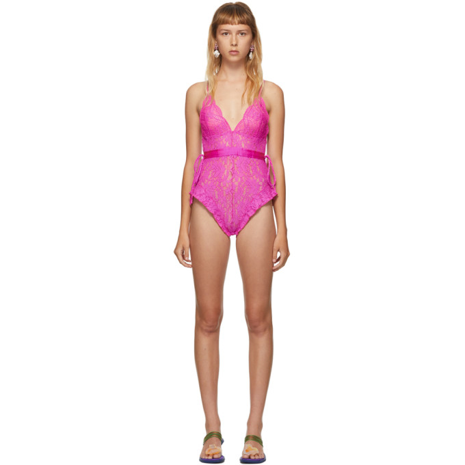 IM SORRY BY PETRA COLLINS IM SORRY BY PETRA COLLINS SSENSE EXCLUSIVE PINK LACE BODYSUIT