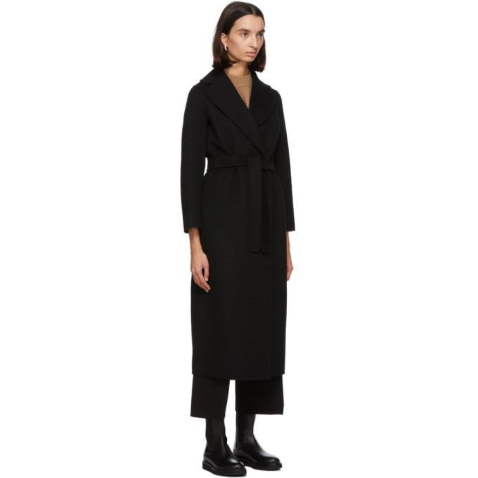 MAX MARA BLACK WOOL POLDO WRAP COAT