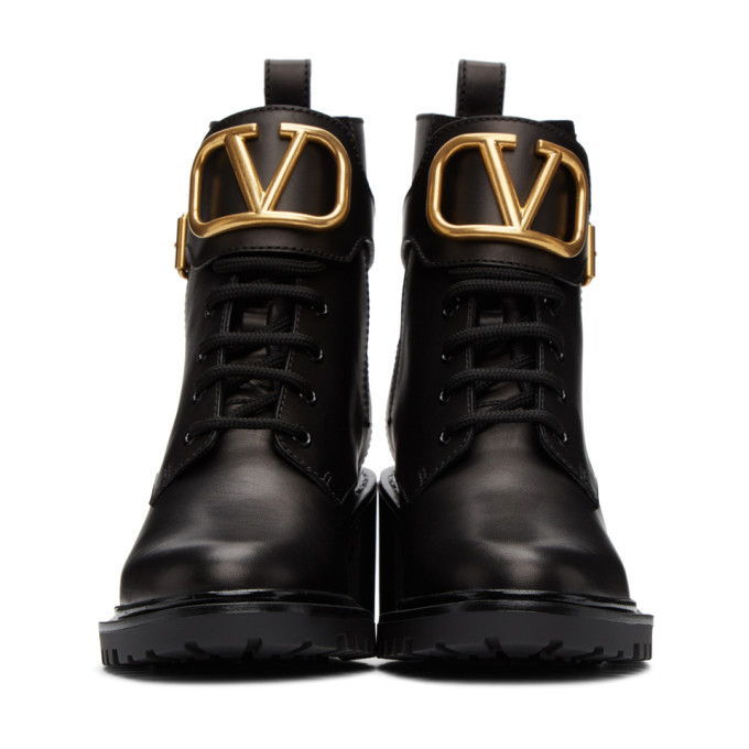 VALENTINO VALENTINO BLACK VALENTINO GARAVANI VLOGO COMBAT BOOTS