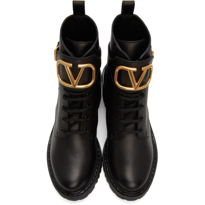 VALENTINO VALENTINO BLACK VALENTINO GARAVANI VLOGO COMBAT BOOTS