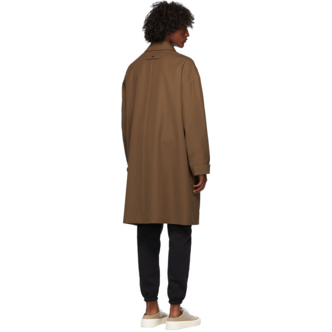 ERMENEGILDO ZEGNA X FEAR OF GOD BROWN WOOL TRENCH COAT