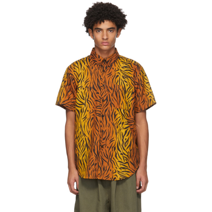 NAKED AND FAMOUS ORANGE BIG TIGER EASY SHORT SLEEVE SHIRT