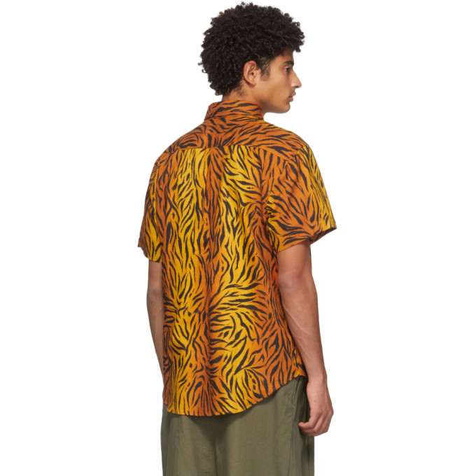 NAKED AND FAMOUS ORANGE BIG TIGER EASY SHORT SLEEVE SHIRT