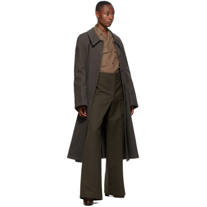 LEMAIRE TAUPE CANVAS OVERCOAT