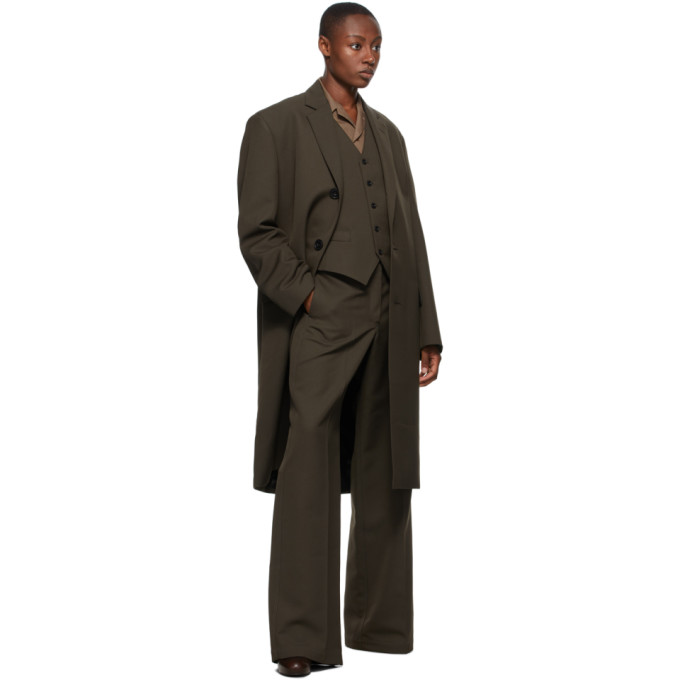 LEMAIRE BROWN WOOL STRAIGHT TROUSERS