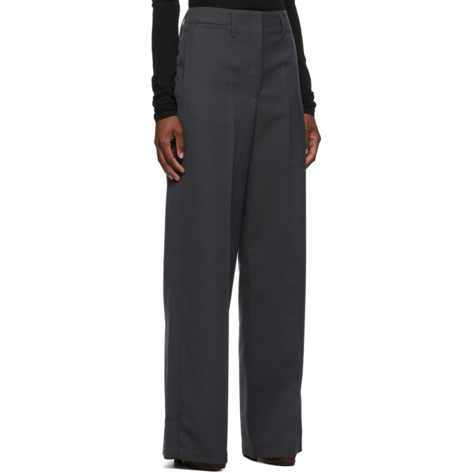 LEMAIRE GREY WOOL STRAIGHT TROUSERS