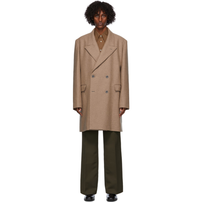 tan lapel coat