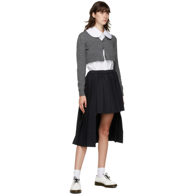 COMME DES GARÇONS COMME DES GARÇONS NAVY ASYMMETRICAL MIDI SKIRT