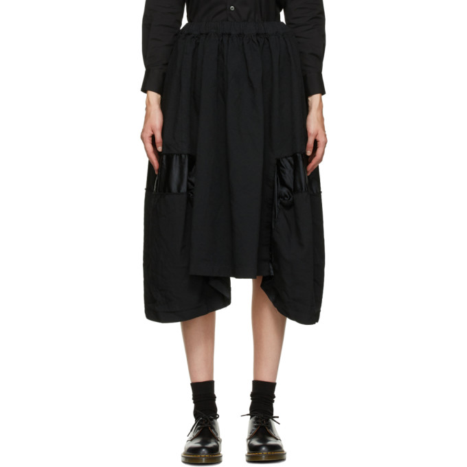 COMME DES GARÇONS COMME DES GARÇONS COMME DES GARCONS COMME DES GARCONS BLACK SATIN INSERT MIDI SKIRT