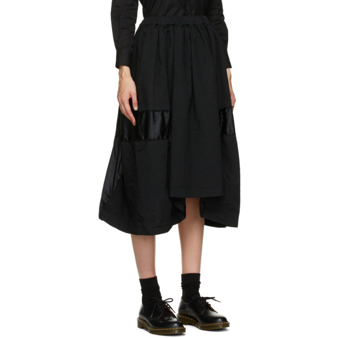 COMME DES GARÇONS COMME DES GARÇONS COMME DES GARCONS COMME DES GARCONS BLACK SATIN INSERT MIDI SKIRT