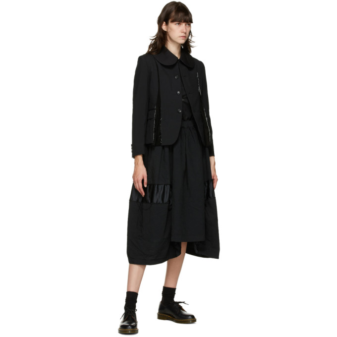 COMME DES GARÇONS COMME DES GARÇONS COMME DES GARCONS COMME DES GARCONS BLACK SATIN INSERT MIDI SKIRT