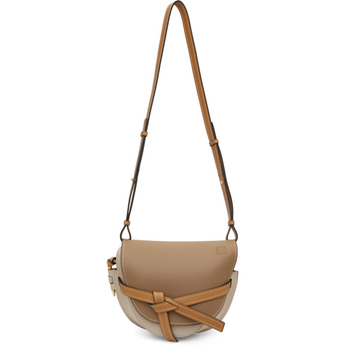 Click to view more detailed imagery on our partner's website Loewe Brown Gate Small Leather Cross Body Bag In Neutrals