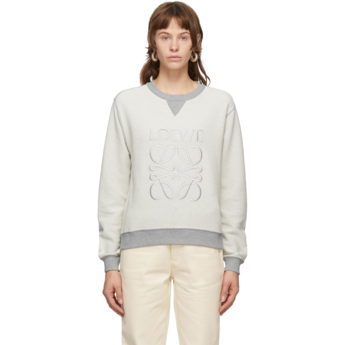Click to view more detailed imagery on our partner's website Loewe Embroidered Logo Stretch Cotton Crewneck Sweater In 1440 Grey