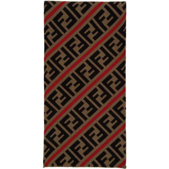 Shop Fendi And Brown Wool Forever Scarf In F19se Tobrd