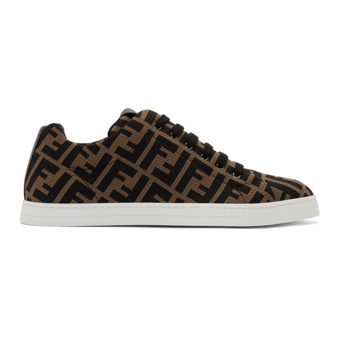 FENDI FENDI BROWN AND BLACK FOREVER FENDI SNEAKERS