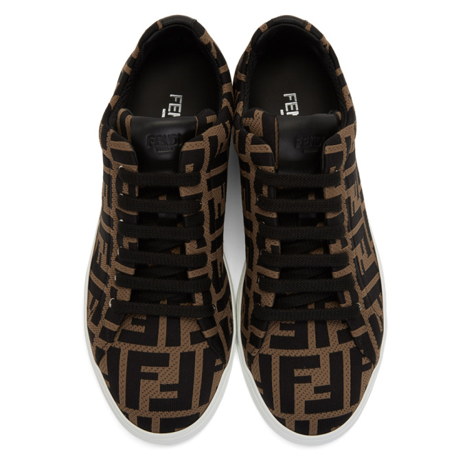 FENDI FENDI BROWN AND BLACK FOREVER FENDI SNEAKERS