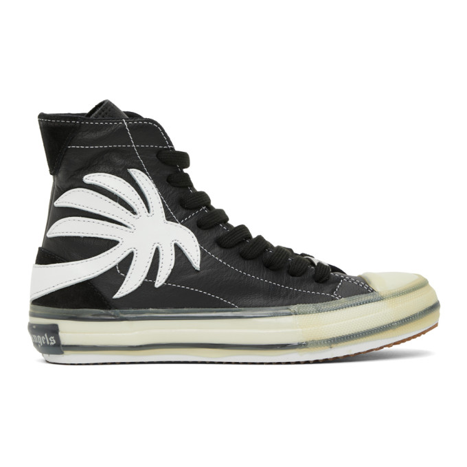 PALM ANGELS PALM ANGELS BLACK PALM VULCANIZED HIGH TOP SNEAKERS