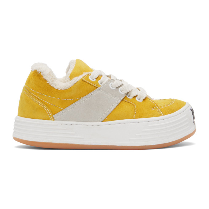 PALM ANGELS PALM ANGELS YELLOW SUEDE SNOW LOW TOP SNEAKERS