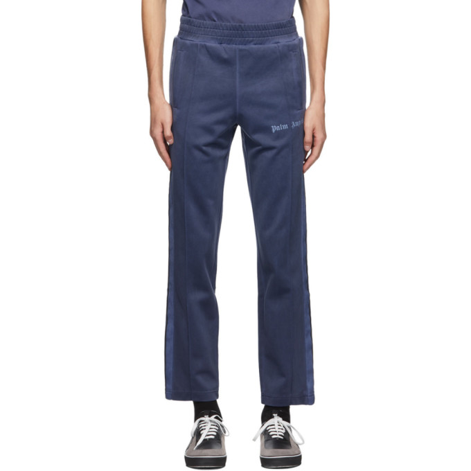 PALM ANGELS PALM ANGELS NAVY GARMENT-DYED TRACK PANTS
