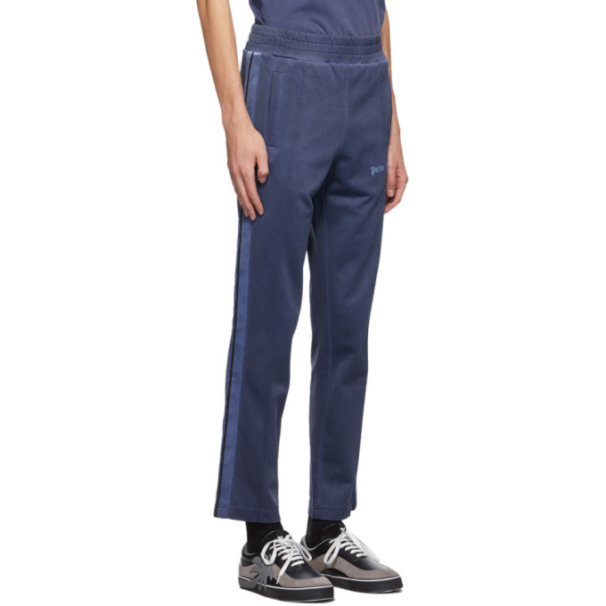 PALM ANGELS PALM ANGELS NAVY GARMENT-DYED TRACK PANTS