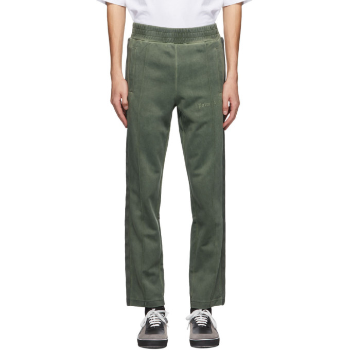 PALM ANGELS PALM ANGELS GREEN GARMENT-DYED TRACK PANTS