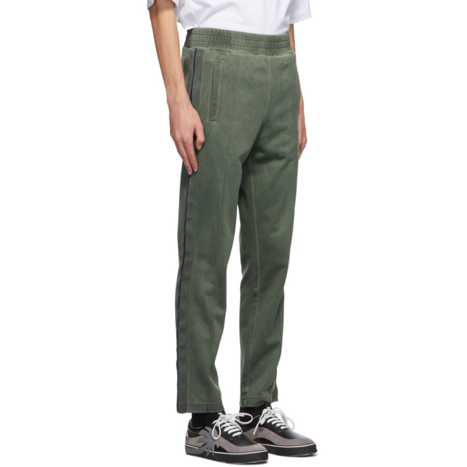 PALM ANGELS PALM ANGELS GREEN GARMENT-DYED TRACK PANTS