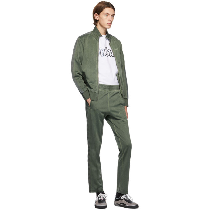 PALM ANGELS PALM ANGELS GREEN GARMENT-DYED TRACK PANTS