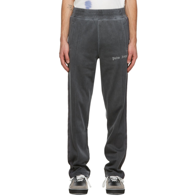 Click to view more detailed imagery on our partner's website Palm Angels Logo-print Knit-stripe Cotton-jersey Track Pants In Black/black