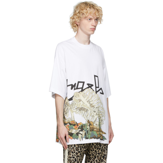 PALM ANGELS PALM ANGELS WHITE OVERSIZED DESERT SKULL T-SHIRT