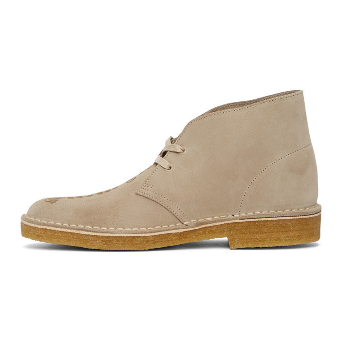 PALM ANGELS PALM ANGELS BEIGE CLARKS ORIGINALS EDITION LOGO DESERT BOOTS