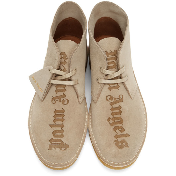 PALM ANGELS PALM ANGELS BEIGE CLARKS ORIGINALS EDITION LOGO DESERT BOOTS