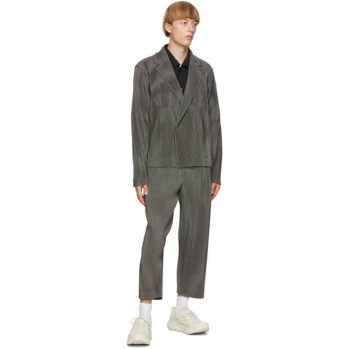 ISSEY MIYAKE BLACK GINGHAM HOLOGRAM TROUSERS