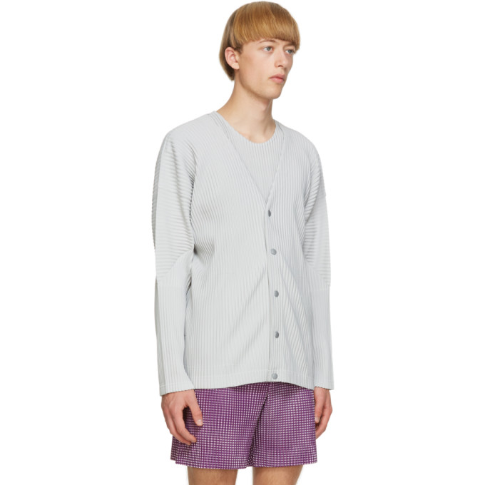 ISSEY MIYAKE HOMME PLISSE ISSEY MIYAKE GREY BASICS CARDIGAN