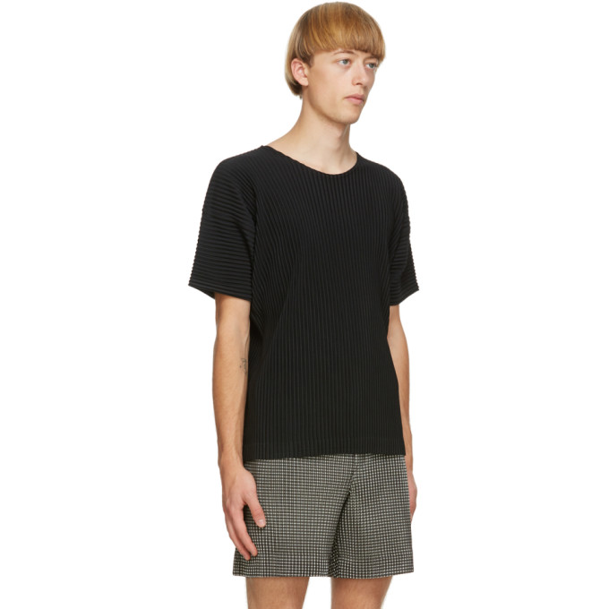 ISSEY MIYAKE HOMME PLISSE ISSEY MIYAKE BLACK CREWNECK T-SHIRT