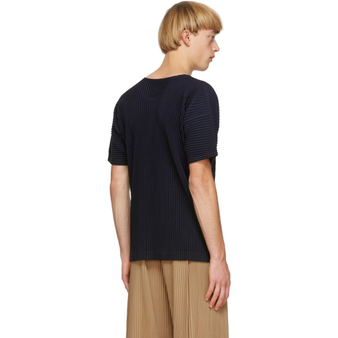 ISSEY MIYAKE HOMME PLISSE ISSEY MIYAKE NAVY CREWNECK T-SHIRT