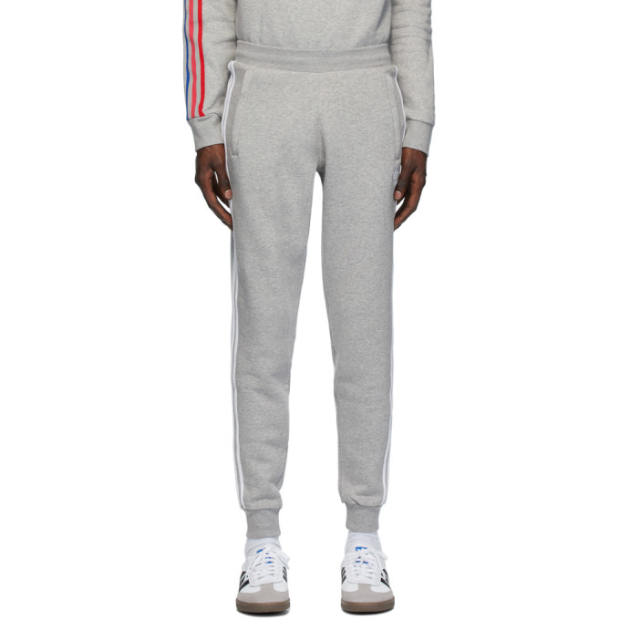 adidas originals joggers in grey with 3 stripes