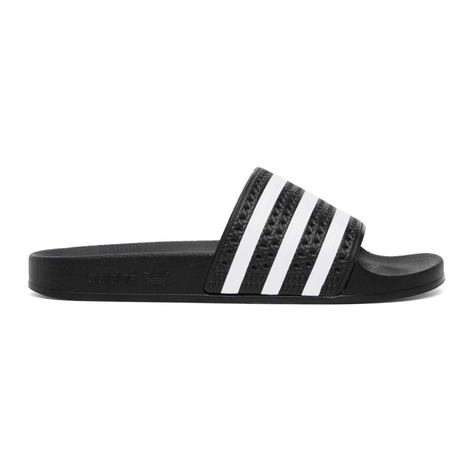 ADIDAS ORIGINALS ADIDAS ORIGINALS BLACK AND WHITE ADILETTE SLIDES