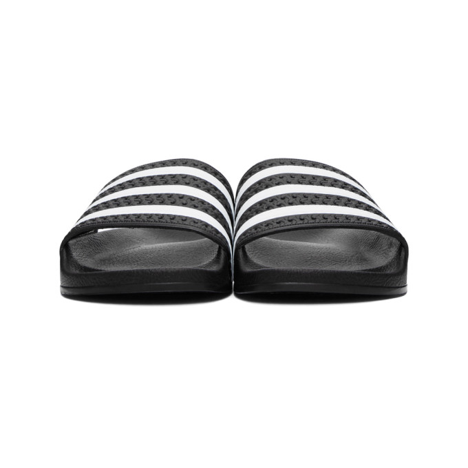 ADIDAS ORIGINALS ADIDAS ORIGINALS BLACK AND WHITE ADILETTE SLIDES